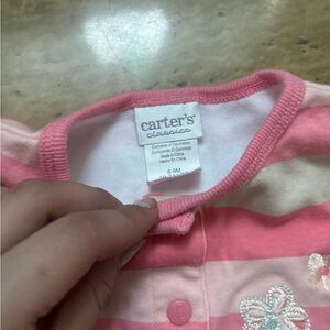 Vintage Carter's Pink and White Striped Baby Onesie